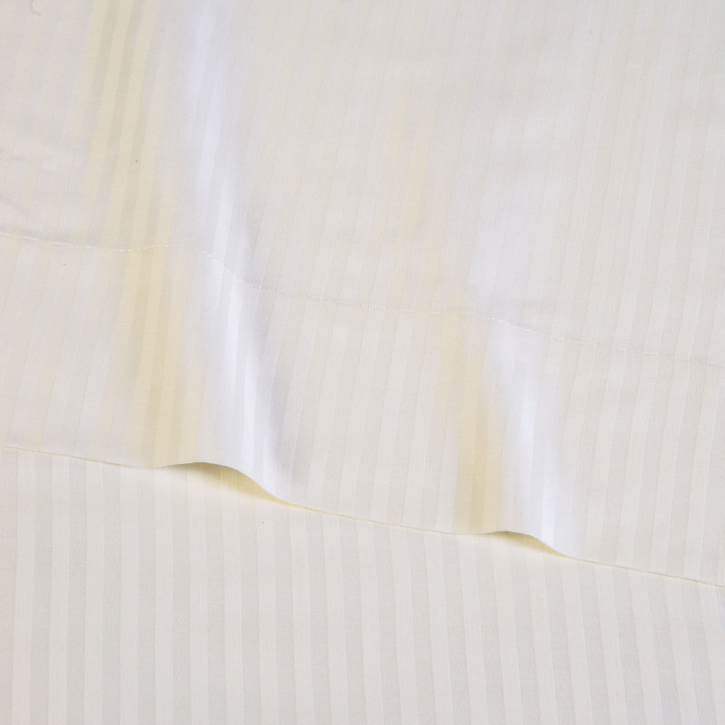 Emilio Egyptian Cotton Jacquard Striped Flat Sheet, Queen Flat Sheet, Ivory