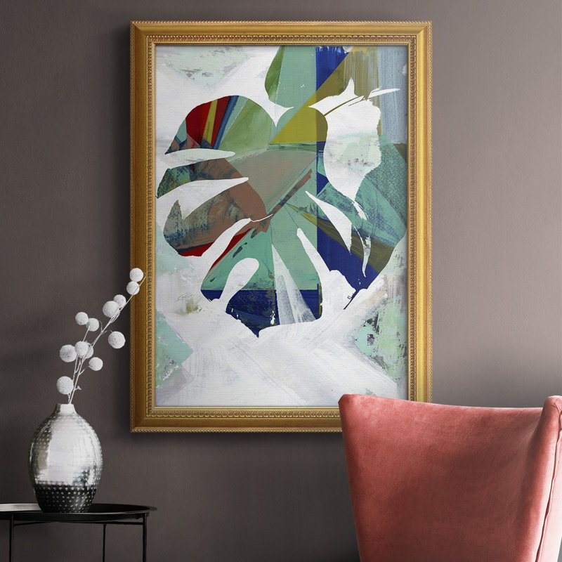 Monstera I - Imprimé, H 20 po x l 16 po x P 1 po, Toile avec cadre doré antique