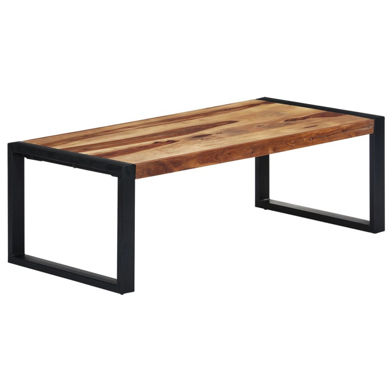 Table basse simple avec rangement Lusk, Noyer