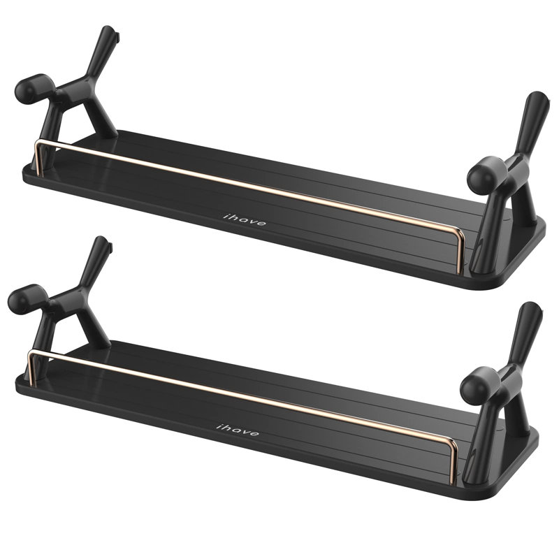2 Piece Metal Floating Shelf, Black