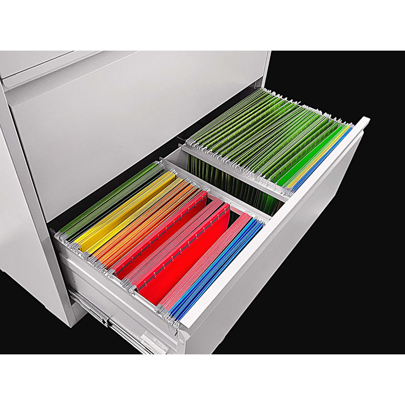 Lateral Metal File Cabinet 3 Drawer, Filing Cabinet with Lock, White