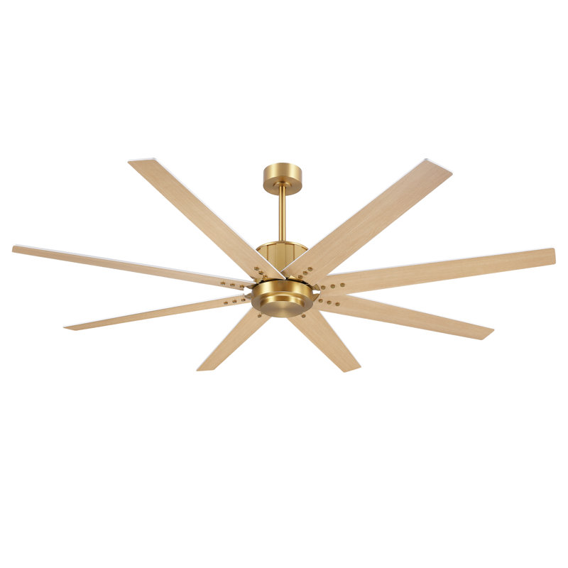 Ventilateur de plafond 72 po à 8 pales 72 po avec fixation à la tige verticale, Or NAB, 72'', Blanc / grain de bois naturel