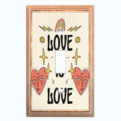 Plaque murale d'interrupteur à bascule Love-Love Hearts Rainbow 1-Gang