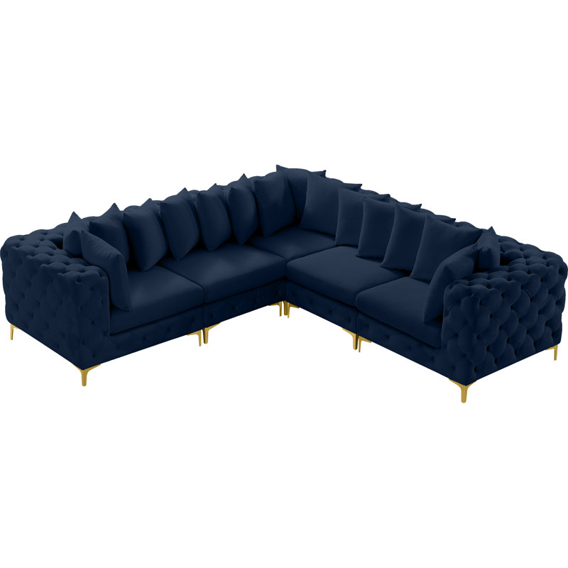 Canapé modulaire réversible en velours 108 po, Velours bleu marine