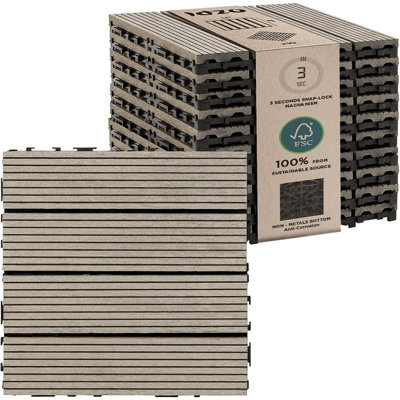 Dalles de terrasse composites emboîtables, revêtement de sol extérieur résistant aux intempéries pour patio, balcon, terrasse sur le toit et terrasse, gris