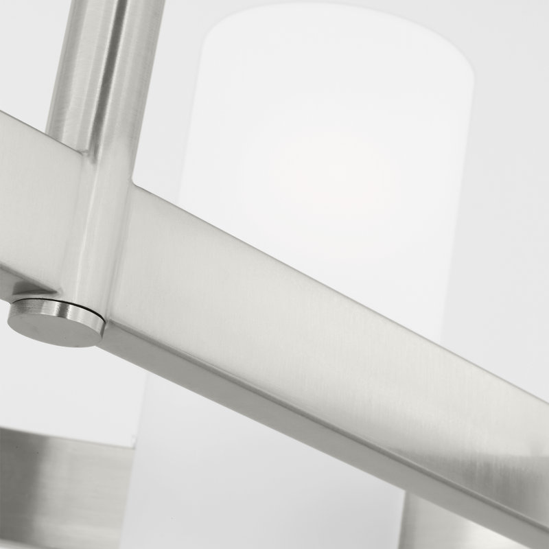 Grand lustre Rhode, H 8,5 po x l 23,5 po x P 23,5 po, Acier brossé