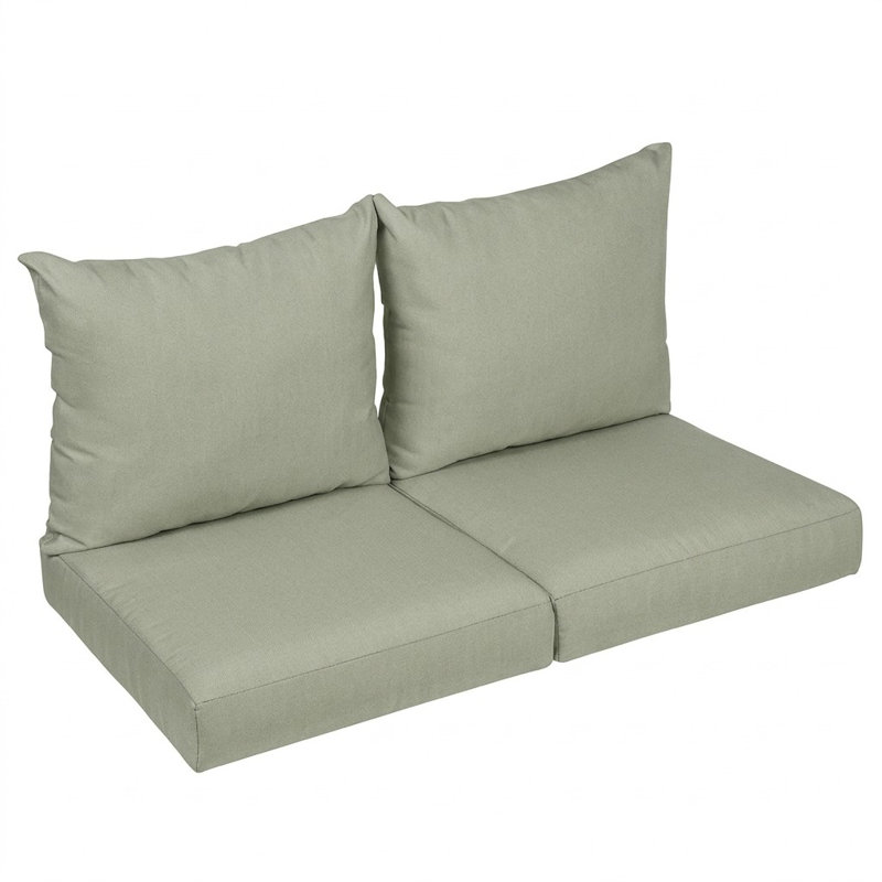 Sunbrella Outdoor Solid Loveseat Pillow and Cushion Set, 23.5 in W x 23 in D x 5 in H, Sunbrella - Canvas Seasalt
