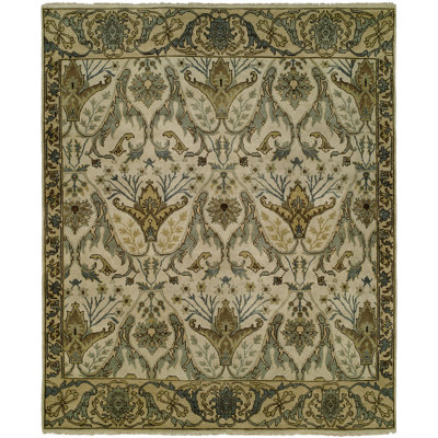 McDaniel Wool Oriental Area Rug in Ivory/Light Blue