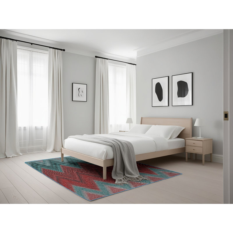 Tapis rouge à chevrons Donti, Rectangle 5 pi x 7 pi