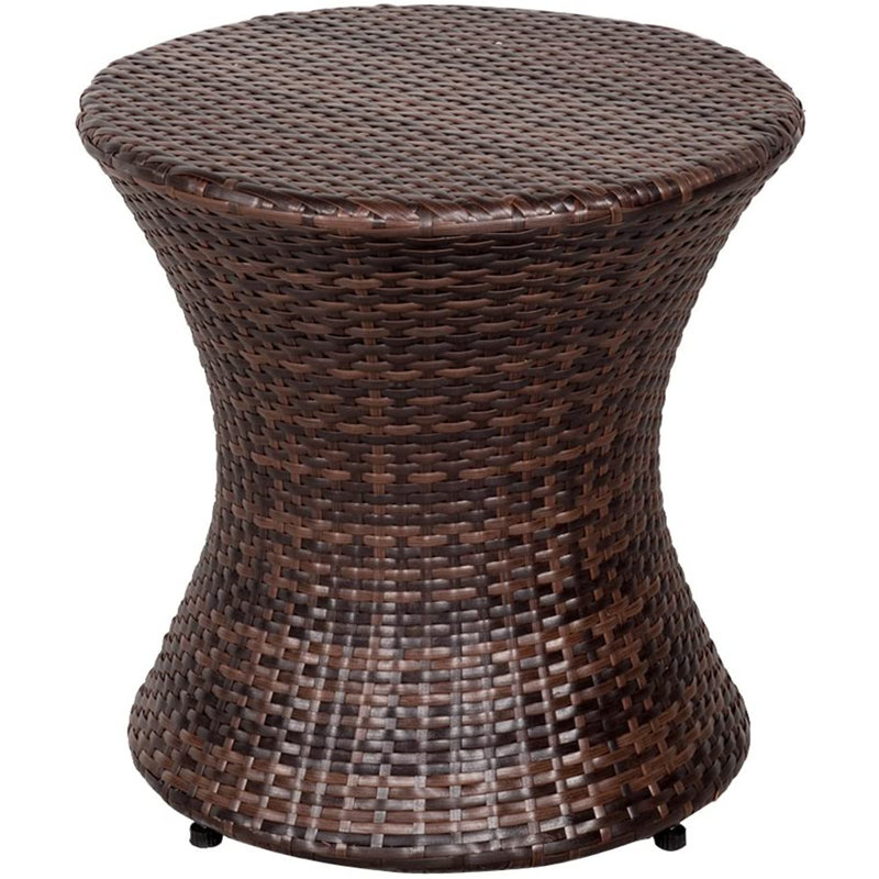 Aghilas Round Wicker/Rattan Outdoor Side Table, Brown
