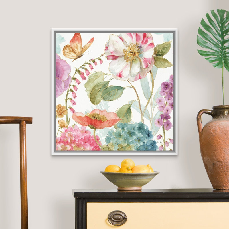 «Rainbow Seeds Flowers II» par Audit Lisa - reproduction d'art sur toile, Toile blanche encadrée, H 26 po x l 26 po x P 2 po