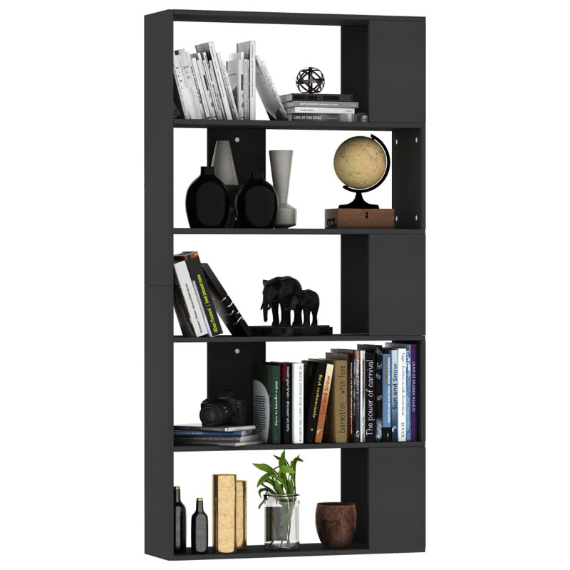 Aleccia 159 cm H Bookcase, 159cm H x 80cm W x 24cm D, Black