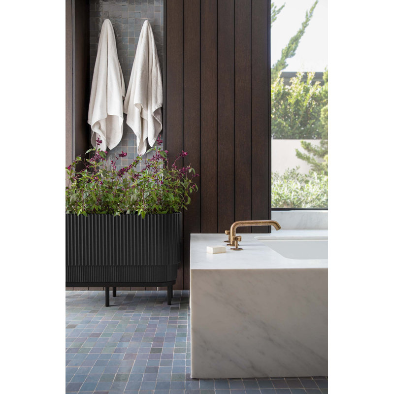 Long pot à fleurs surélevé 30 "avec support Veradek, 2, Noir / Noir