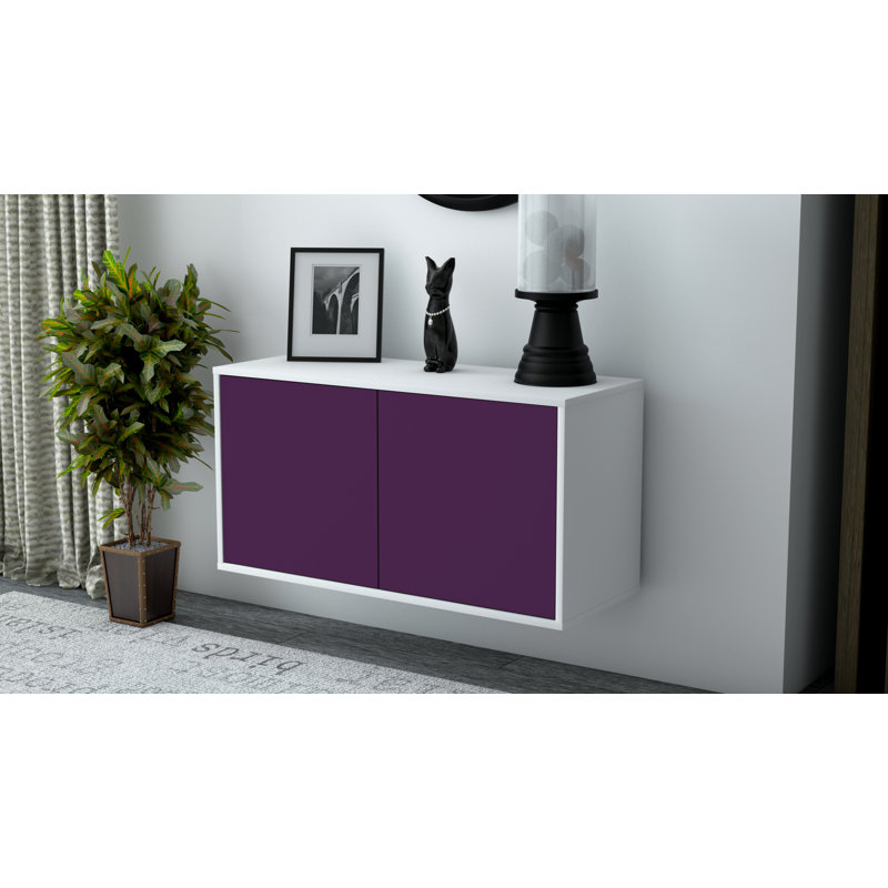 Tusculum Unfinished Floating TV Stand, Purple