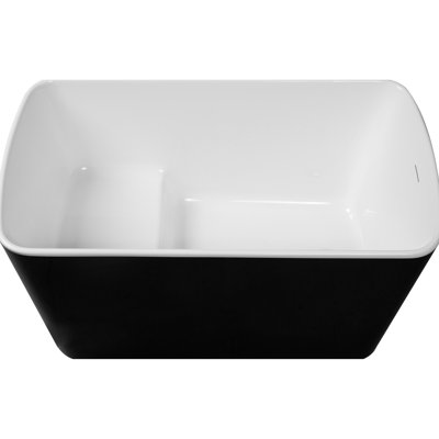 Baignoire de trempage en acrylique de 49 po x 28 po, bain à remous japonais carré, noir lustré, assise avec trop-plein et drain