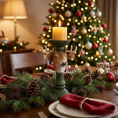 Décoration de Noël en résine, bougeoirs en forme de renne, figurine de cerf à poser sur un foyer, une étagère, une table à manger ou dans un salon. Idée-cadeau pour la maison.