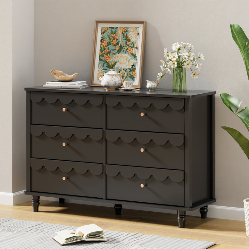 Commode lacée 6 tiroirs Dorlan, Noir