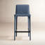 Tabouret de bar H 26 po entièrement assemblé, tabouret de bar rembourré en cuir Saddle avec siège rembourré, tabouret de bar à hauteur de comptoir avec repose-pieds à structure en métal pour îlot de cuisine, bleu-2110765622-2110896976