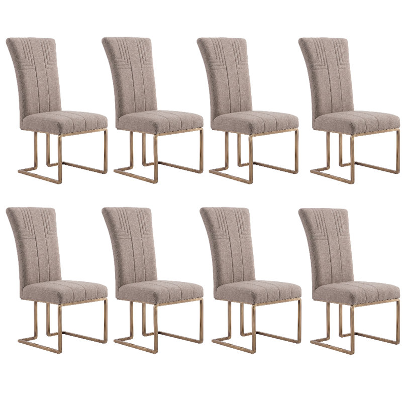 Ensemble de 10 chaises de salle à manger rembourrées en velours couleur avoine, Set of 10, Oatmeal