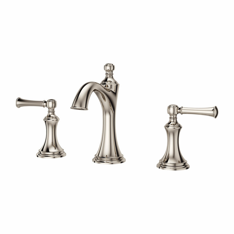 Robinet de salle de bain à large entraxe avec bonde Tisbury, Nickel poli
