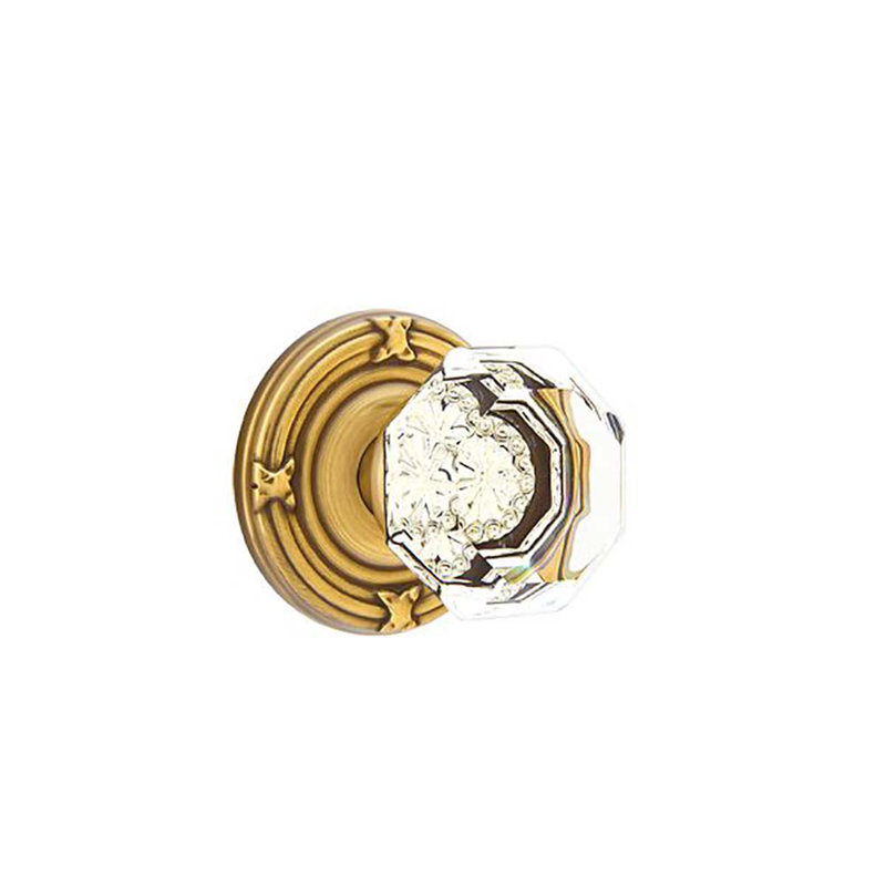 Ensemble de boutons de passage Emtek avec bouton Ribbon & Reed et Old Town, Laiton antique français