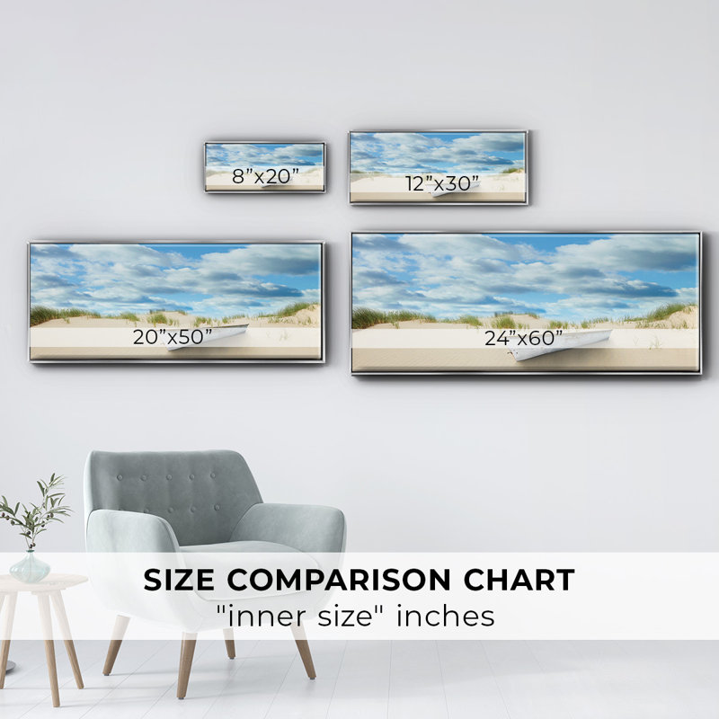 Beach- Framed Canvas, 20" H x 50" W