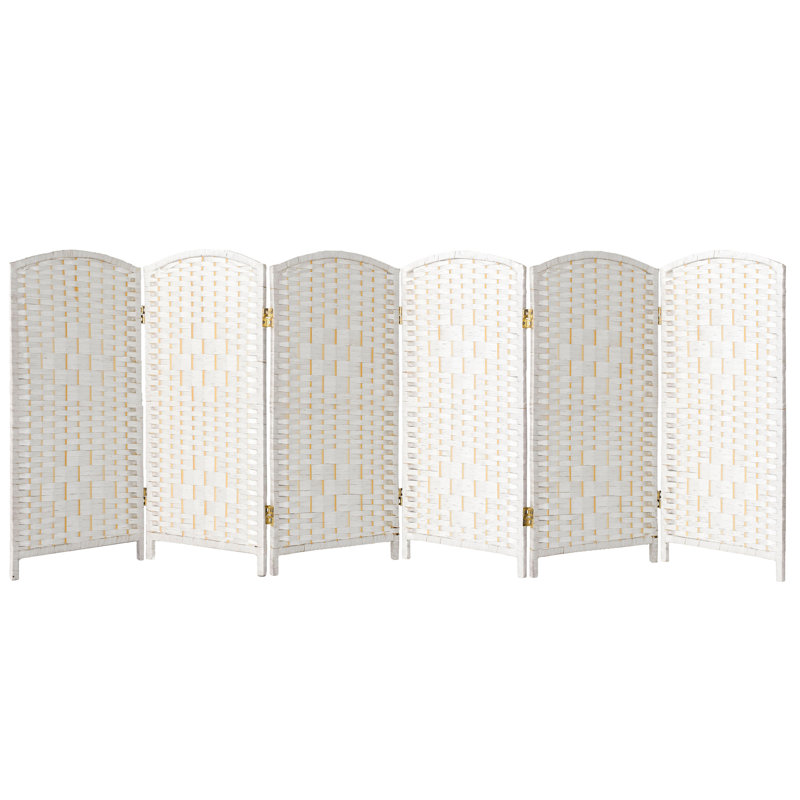 2 Ft. Tall Diamond Weave Fiber Room Divider - Dark Mocha - 8 Panel, White, 6, 2 ft