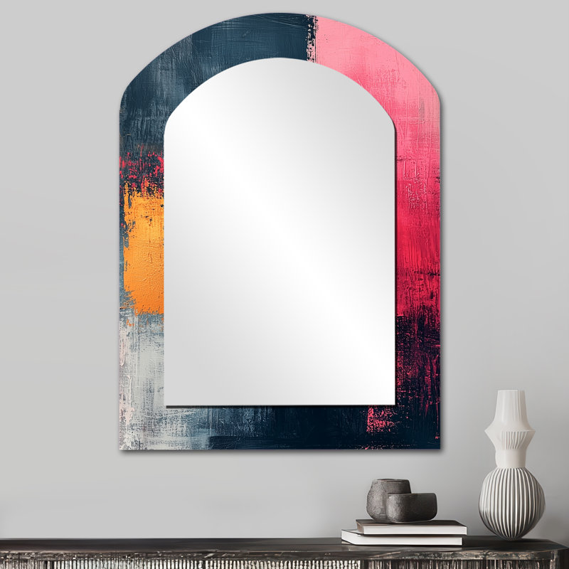 Blakc et rose se rencontrent dans le rêve II - art mural unique arche miroir, 34 po x 25 po