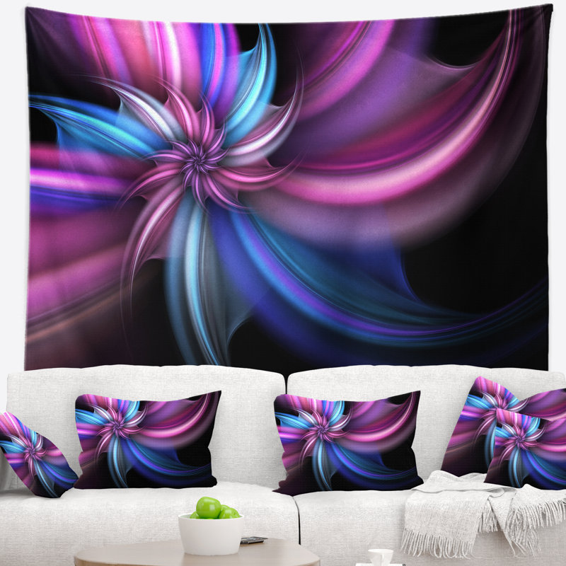 Tapisserie florale mauve et bleue, H 50 po x l 60 po