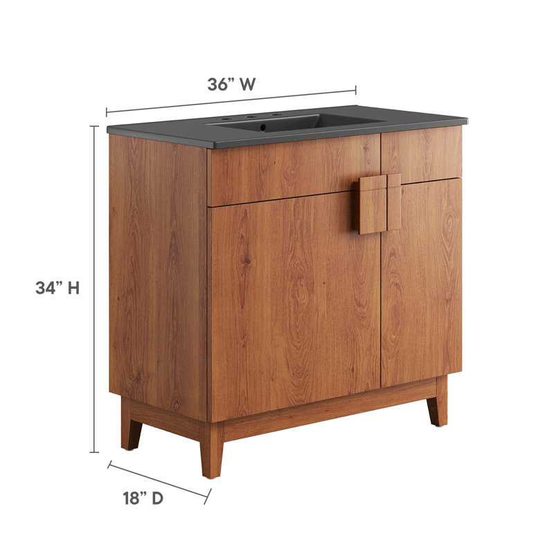 Miles 36" Black Walnut Bathroom Vanity with Ceramic Sink