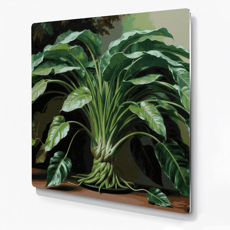 Art mural botanique vert botanique ZZ Plant, H 144 po x l 144 po x P 0,05 po