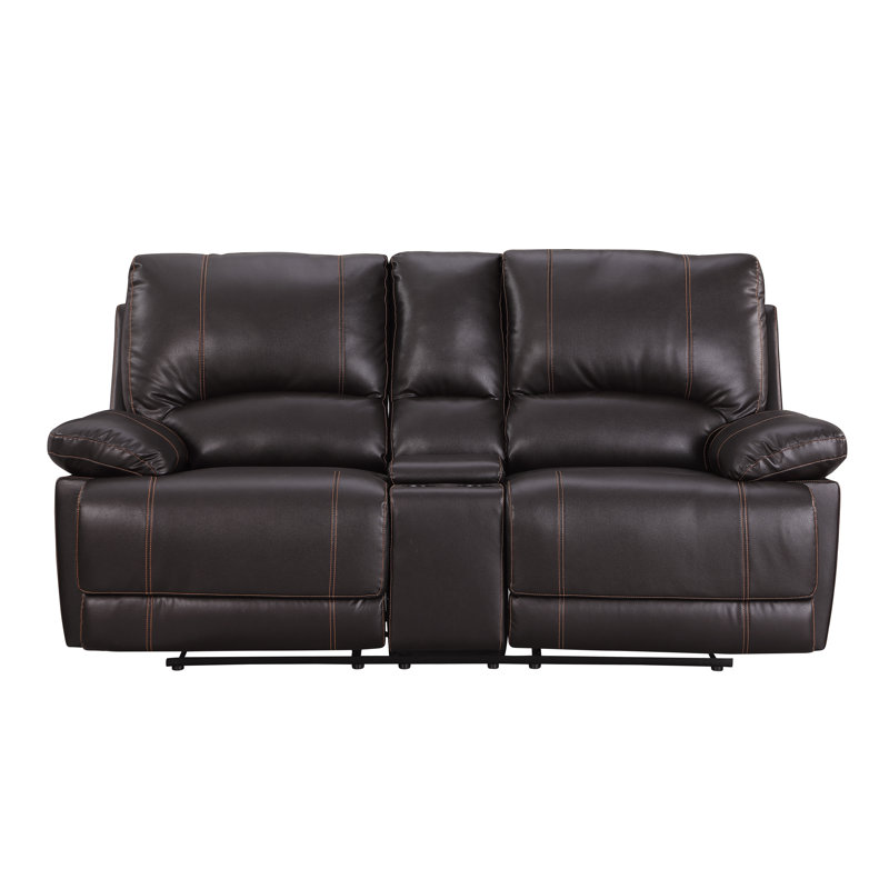 Trower 76'' Faux Leather Reclining Sofa, Brown Faux Leather