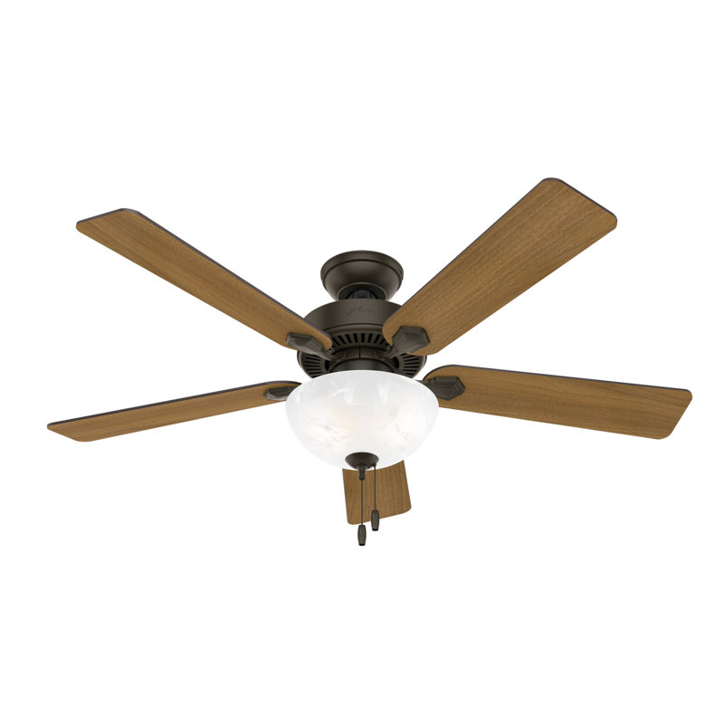 Swanson 52" 5 - Blade Standard Ceiling Fan with Lights and Pull Chain, Bronze