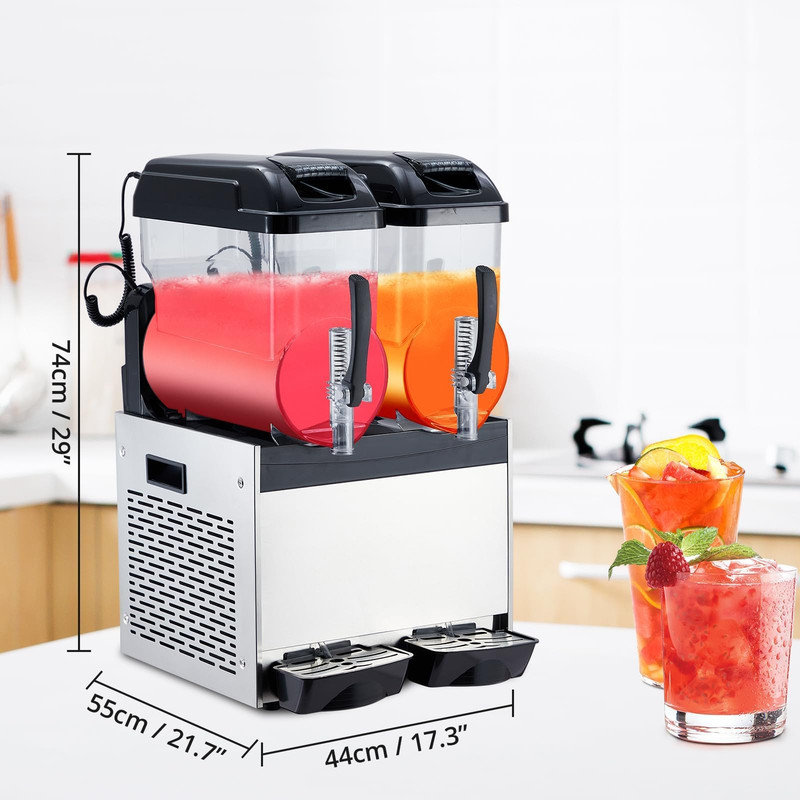 Machine à boissons congelées à double réservoir - Cafetière commerciale 12L pour margaritas, vin et boissons gazeuses