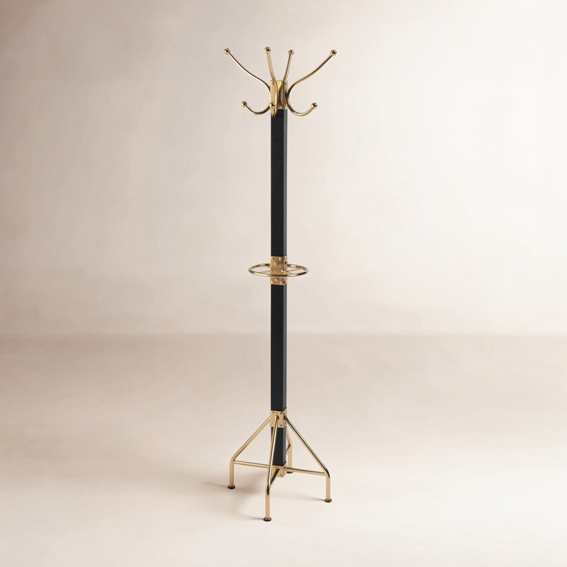 Donan 8 - Hooks Freestanding Coat Rack, Black/Gold