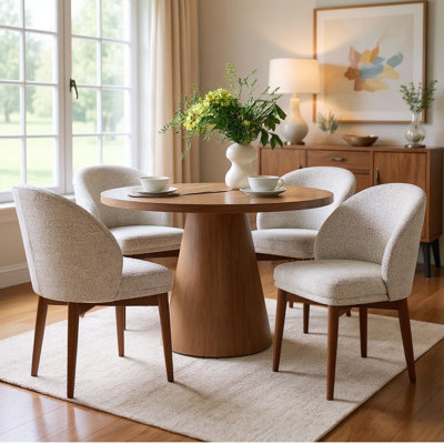Upholstered Dining Chairs with Solid Wood Legs (Set of 4)