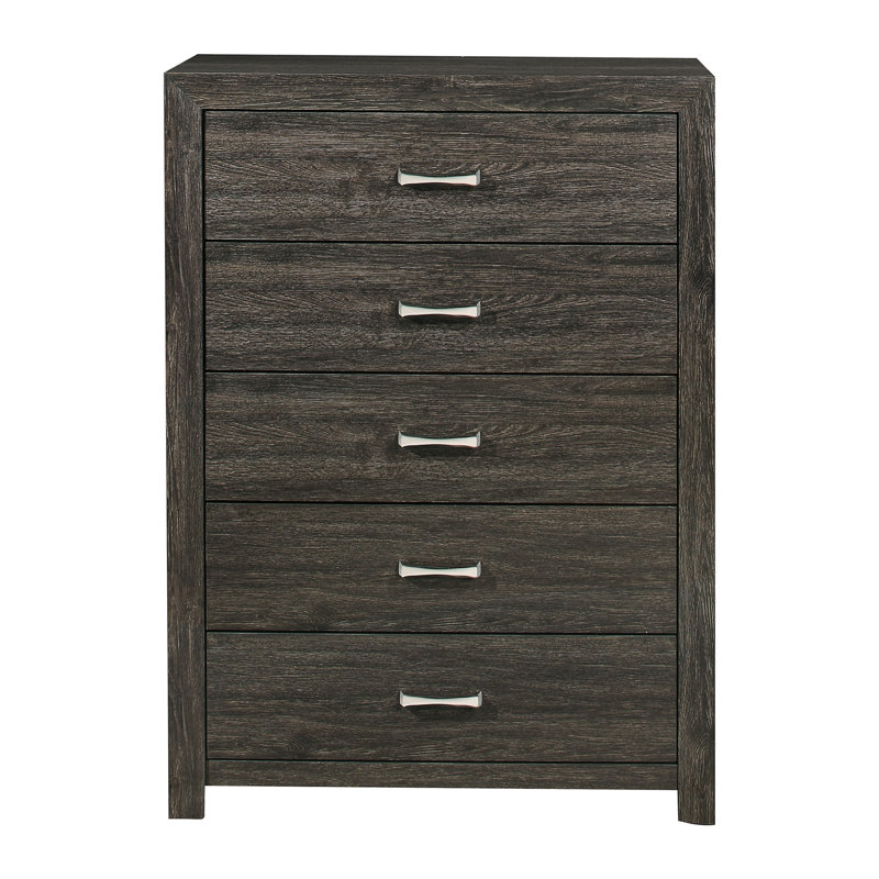 Edina 35.5'' W 5 - Drawer Dresser, Dark gray