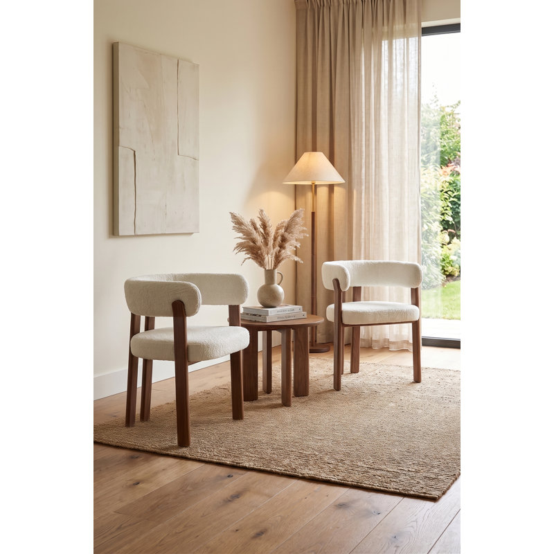 Ensemble de chaises de salle à manger 2 pièces Modern, White, White, Walnut