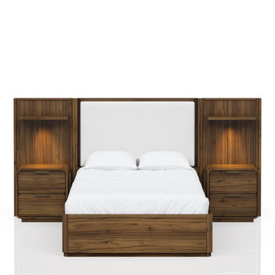 Esila Upholstered LED 3-Piece Bedroom Set, Carmel by AllModern