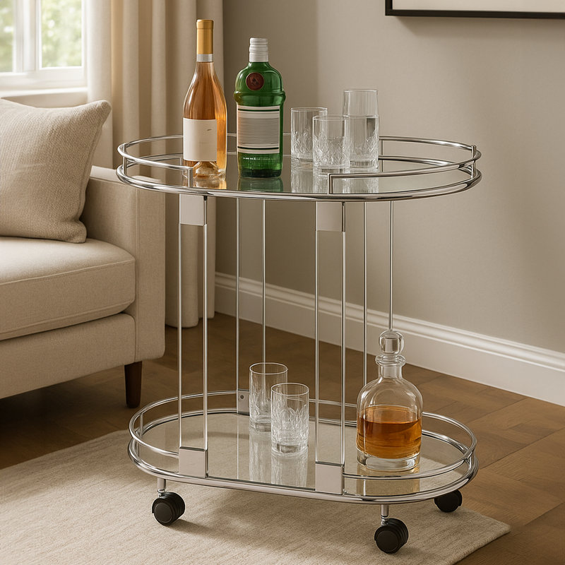 Emile Bar Cart, Silver