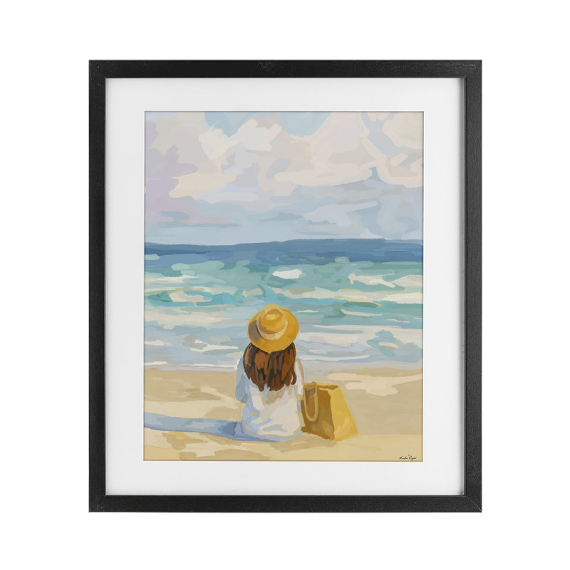 «Peaceful At The Beach», reproduction sous verre encadrée, design par Amelia Noyes, H 16 po x l 13 po, Cadre noir minuit