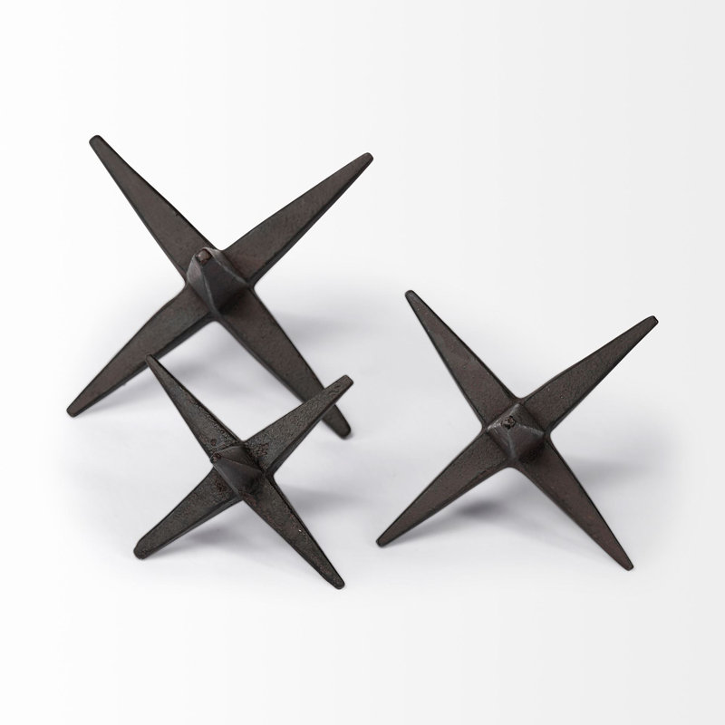 Chrishay 3 pièces de sculptures de table en fonte noire