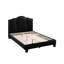 Grand lit noir en similicuir avec structure en bois (solide et composite) pour une surface de repos robuste