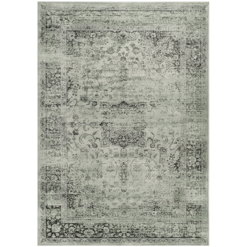 Tapis oriental en épinette / ivoire Dutta, Rectangle de 10 pi x 14 pi