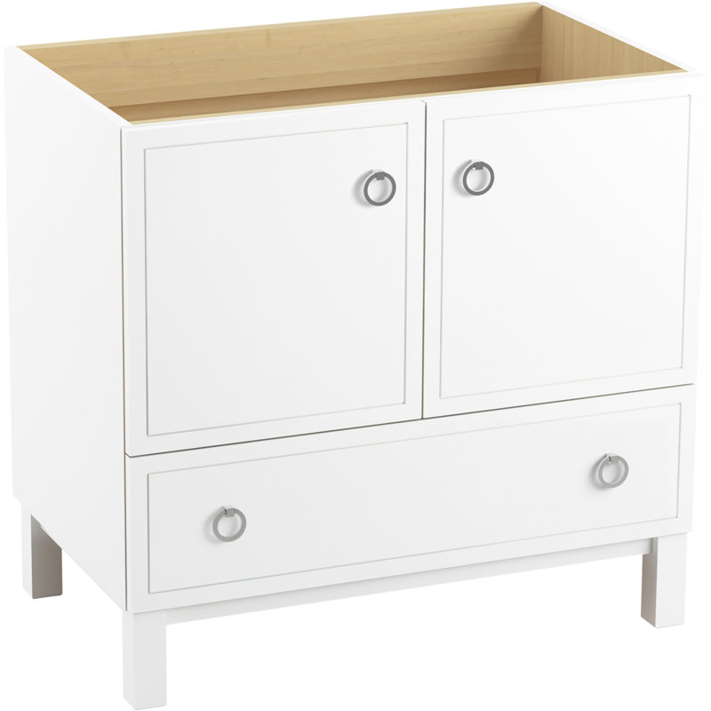 Jacquard Vanity With Quartz Countertop Sink, Linen White