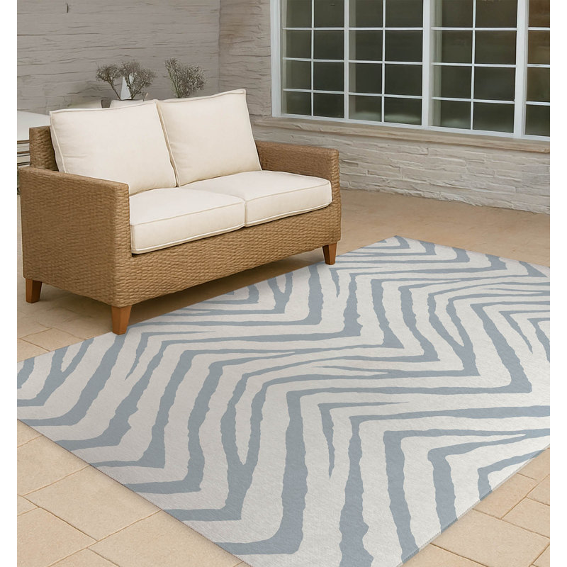 Tapis d'extérieur antidérapant à rayures Zebra, Rectangulaire 8 pi x 10 pi