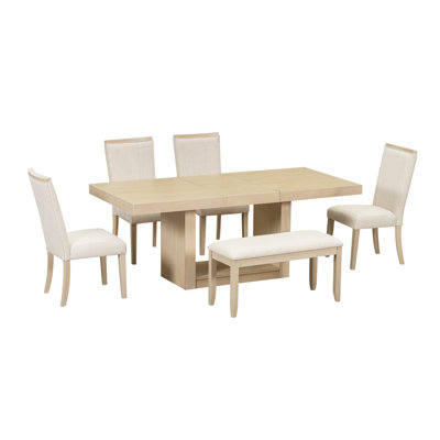 Ensemble de table de salle à manger à rallonge 6 pièces 78 po Contemporary