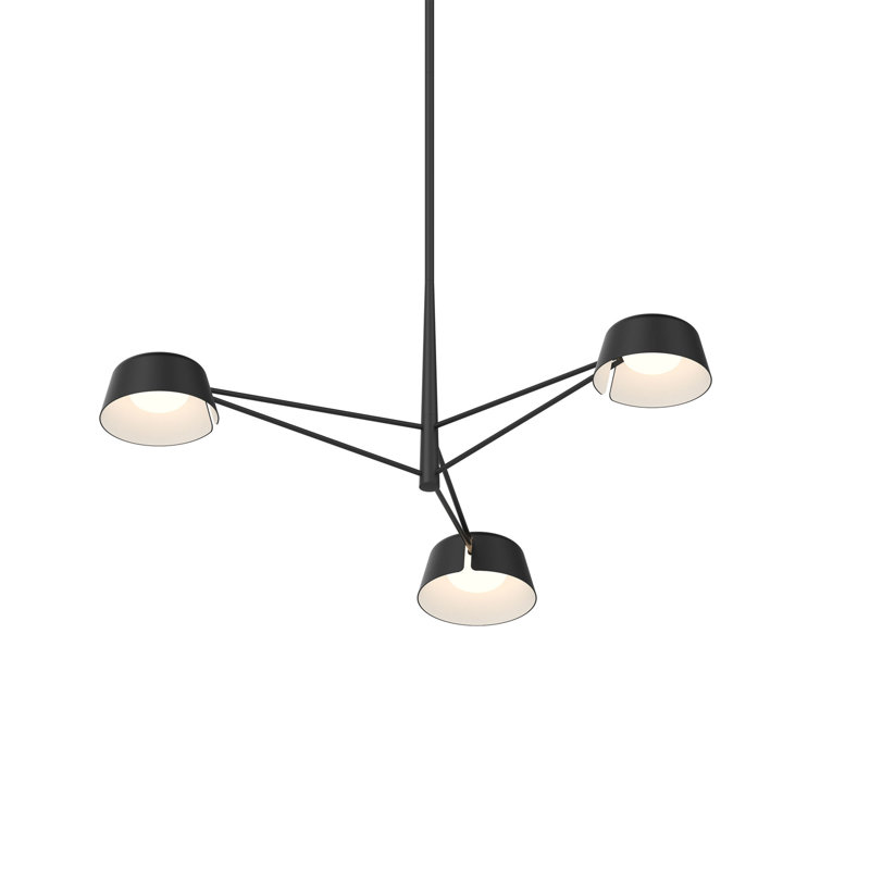 Lustre rectangulaire à 6 lumières Ray, H 12 po x l 35,75 po x P 35,75 po, Noir satiné, Noir satiné