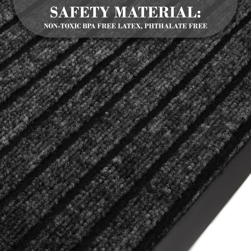 NON-SLIP RUBBER DOOR MAT - INDOOR/OUTDOOR USE, 80cm W x 150cm L, Black