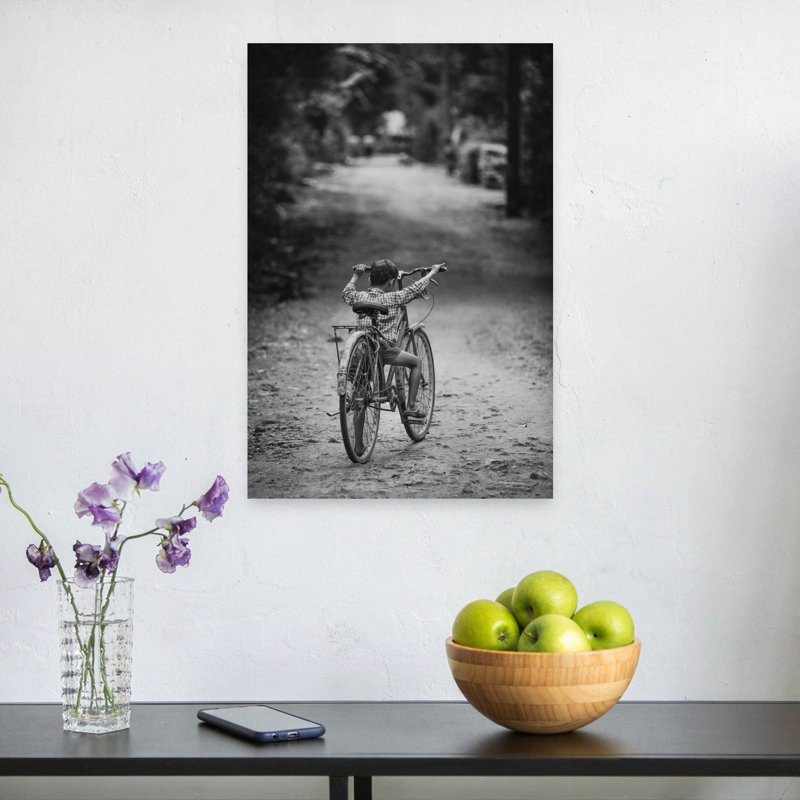 Reproduction d'art d'enfant en vélo, 24" H x 16" W
